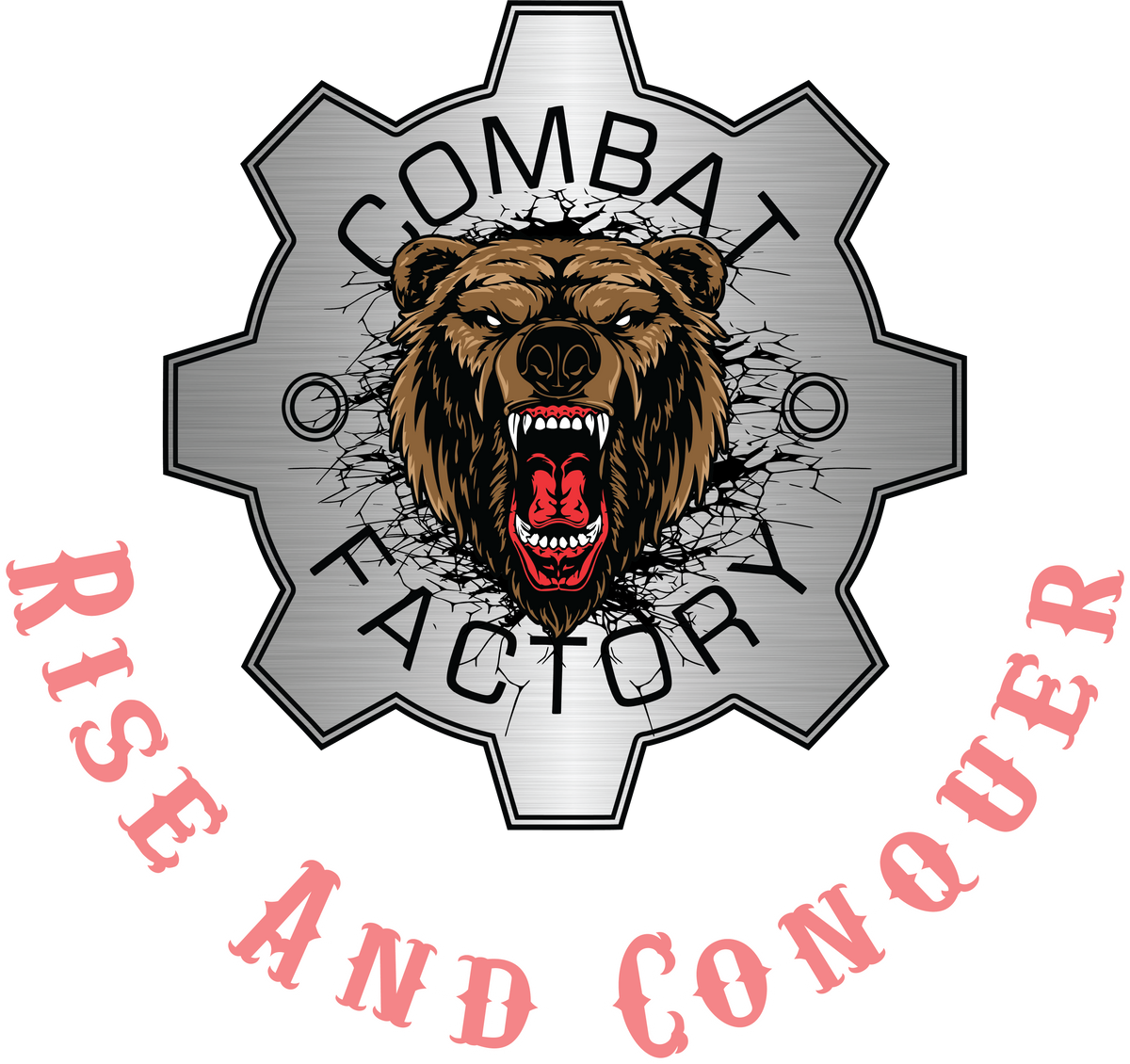 Original Rise and Conquer bear graphic artwork for Combat Factory T-shirt