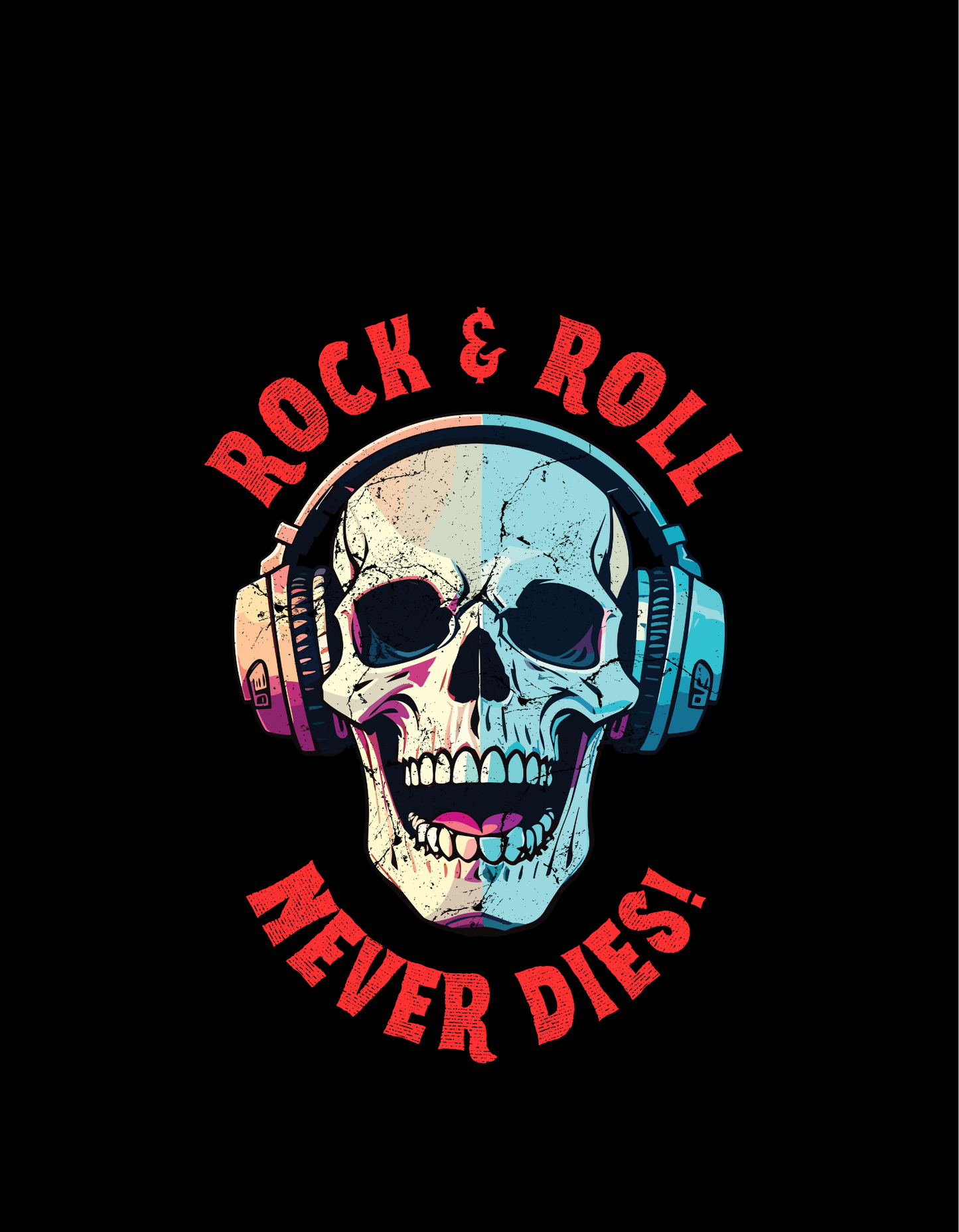 Rock & Roll Never Dies Skull T-Shirt